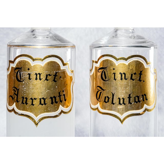 19th Century Pair 19th Century Large Antique Hand Painted Apothecary Pharmacy Display Bottles For Sale - Image 5 of 18