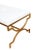 Mid-Century Modern Vintage RareTommi Parzinger Gold Leaf Over Iron and White Velvet Upholstered Bench Restored For Sale - Image 3 of 7