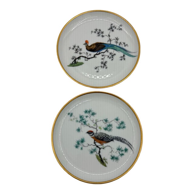 Vintage Rosenthal German Porcelain Pheasant Miniature Plates - A Pair For Sale