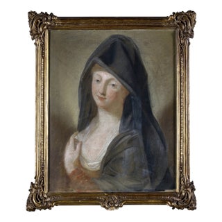 After Jean-Baptiste Perronneau, Portrait Composition Late 18th Century, Pastel on Paper, Framed For Sale