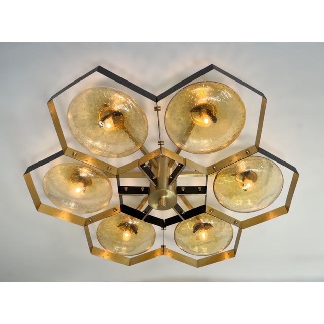 Not Yet Made - Made To Order 21st Century Hive Bi-Color Amber Bubbles Murano Flush Mount by Fabio LTD For Sale - Image 5 of 7