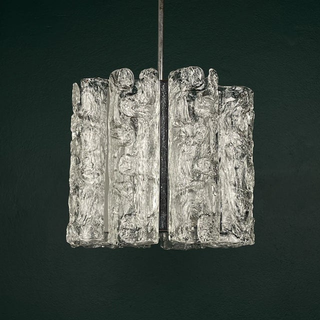 Mid-Century Modern Vintage Ice Murano Glass Chandelier from AV Mazzega, Italy, 1970s For Sale - Image 3 of 18