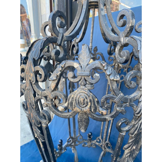 Vintage Oversized 1920s Spanish Revival Iron Pendant For Sale - Image 4 of 10