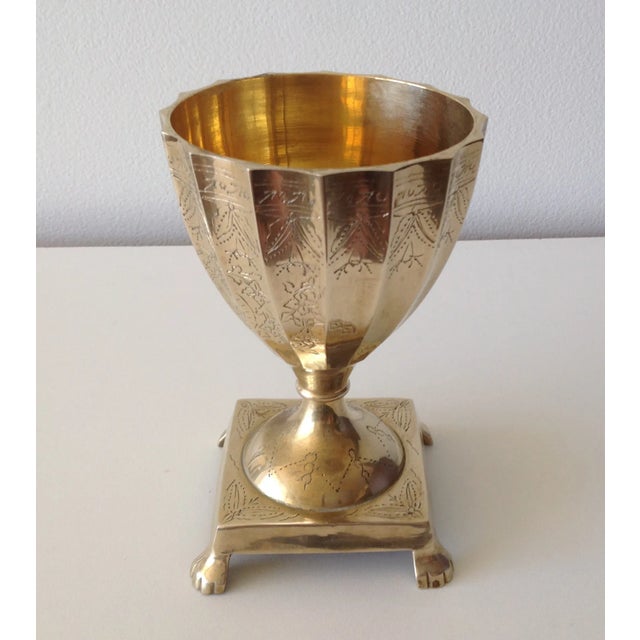 Vintage Indian Brass Footed Chalice For Sale - Image 4 of 7