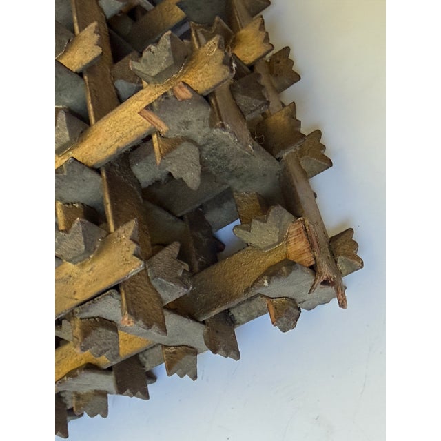 Antique 19th C. Folk/Tramp Art Golden Crown of Thorns Frame For Sale - Image 10 of 12