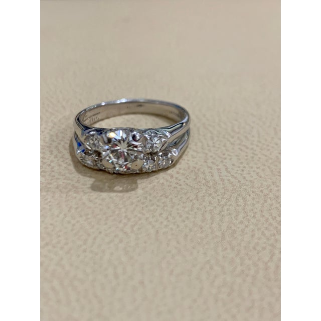 Late 20th Century Approximately 0.6 Ct Solitaire Round Center Diamond 14 Kt White Gold Ring & Band For Sale - Image 5 of 18