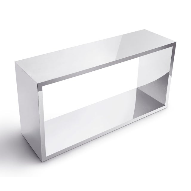 Metal Contemporary Greg Sheres Style Stainless Steel Console Table For Sale - Image 7 of 7