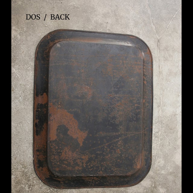 Industrial Large Antique Painted Sheet Metal Tray, France, 1970s For Sale - Image 3 of 7