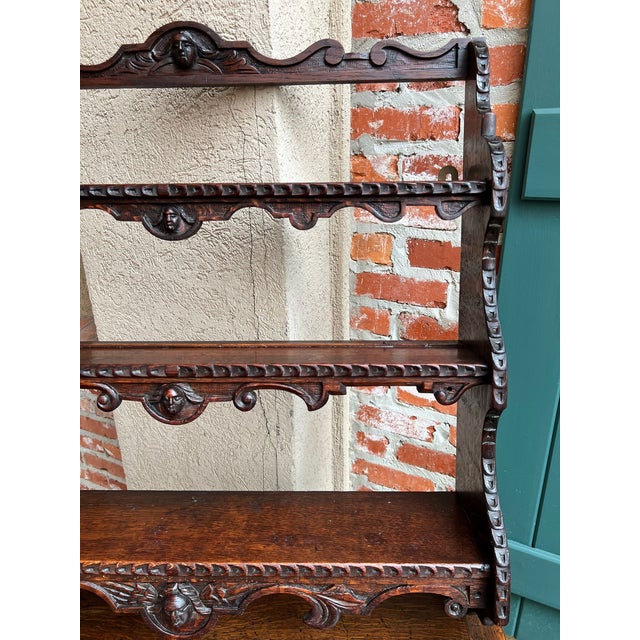 Antique English Gothic Revival Wall Shelf Carved Oak Hanging Display Rack C1880 For Sale - Image 17 of 18