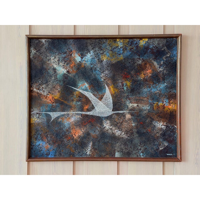 Original Leonardo Nierman Painting Bird in Flight Large 1959 Oil on Masonite Modernist Statement Piece - 50” X 41” For Sale - Image 14 of 14