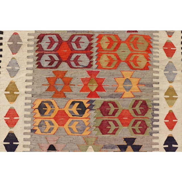 Mid 20th Century Colorful Vintage Turkish Flatweave Rug With All-Over Tribal Design For Sale - Image 10 of 12