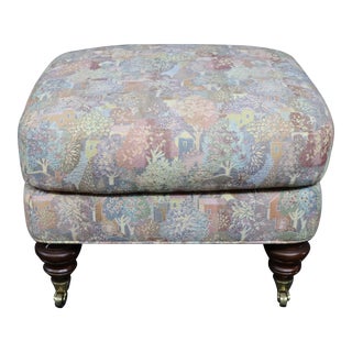 Lare 20th Century Upholstered Ottoman with Tree Pattern For Sale