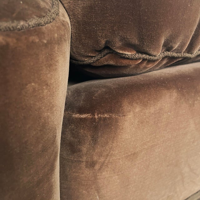 Brown Italian Art Deco Two-Seater Sofa in Brown Velvet, 1930s For Sale - Image 8 of 18