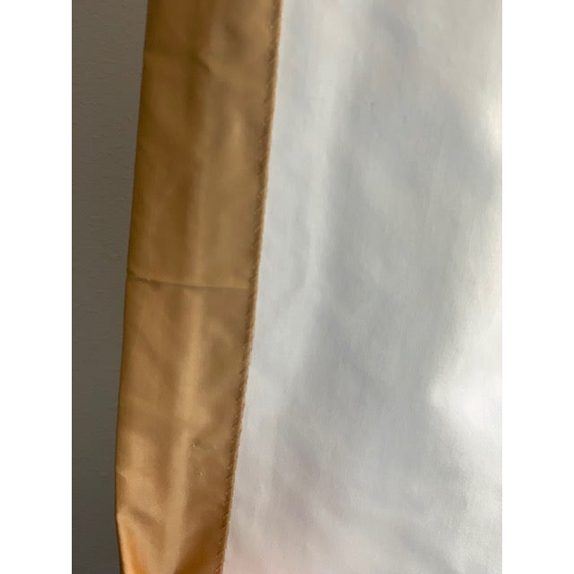 Traditional Pair of Custom Dupioni Silk Draperies in Antique Gold With Espresso Border For Sale - Image 3 of 10