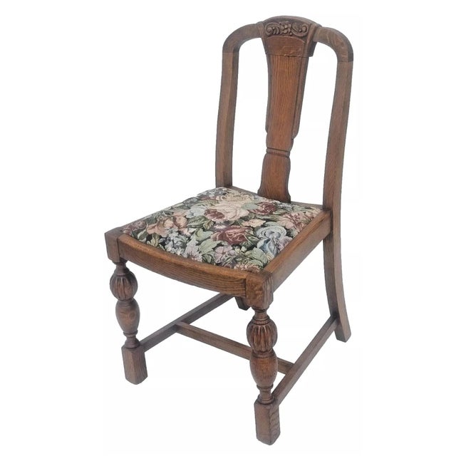 Brown Antique 1920s Set of 4 Tiger Oak Dining / Kitchen Chairs English Jacobean Restored For Sale - Image 8 of 12