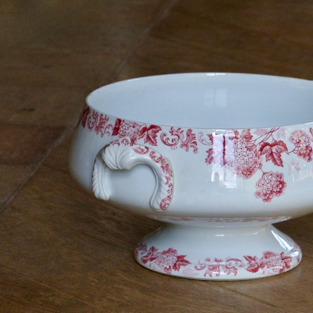 Pink Large Antique French Salad Bowl from St Amand, 1886 For Sale - Image 8 of 13
