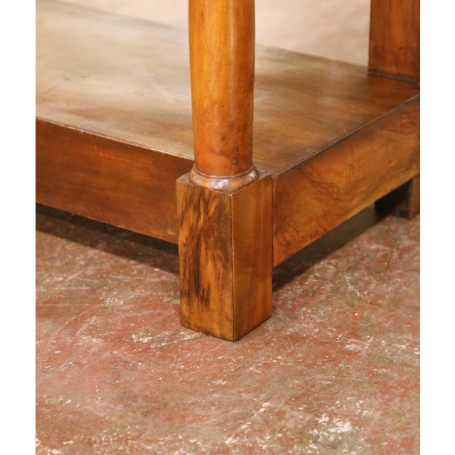 19th Century French Empire Carved Walnut Console Table With Black Marble Top For Sale - Image 10 of 14