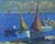 Mid-Century Modern Danish Mid Century Modern Harbor Seascape With Boats For Sale - Image 3 of 7