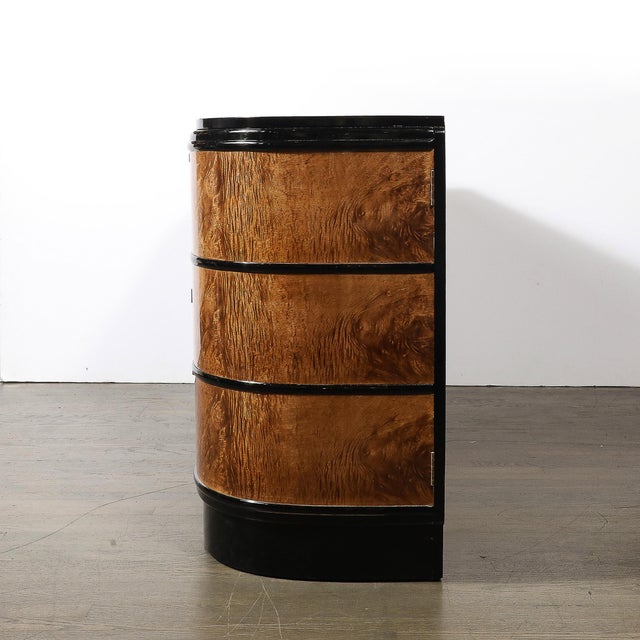 Brown Art Deco Bookmatched & Burled Elm & Black Lacquer Sideboard by Donald Deskey For Sale - Image 8 of 16