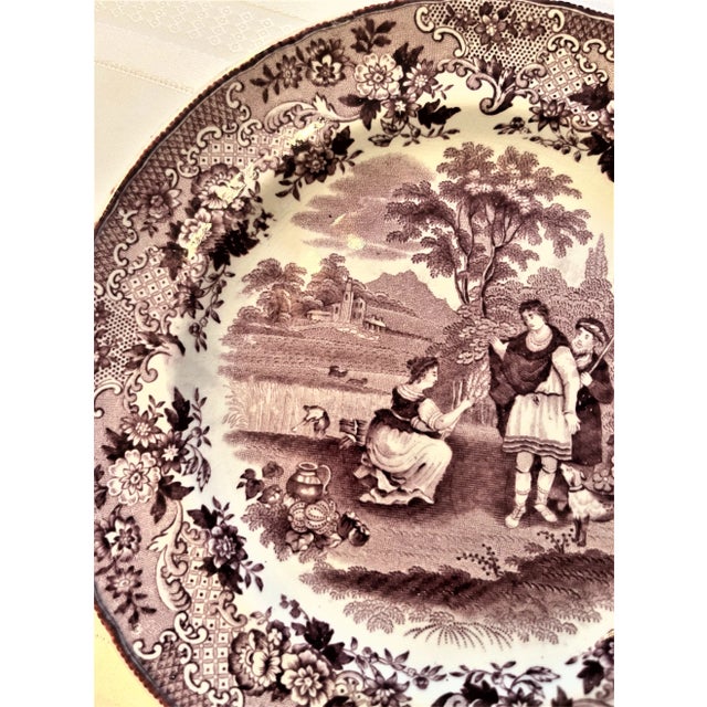 Antique Petros Regout & Maastricht Ruth and Boaz Transferware Plate Circa 1860 For Sale - Image 4 of 5