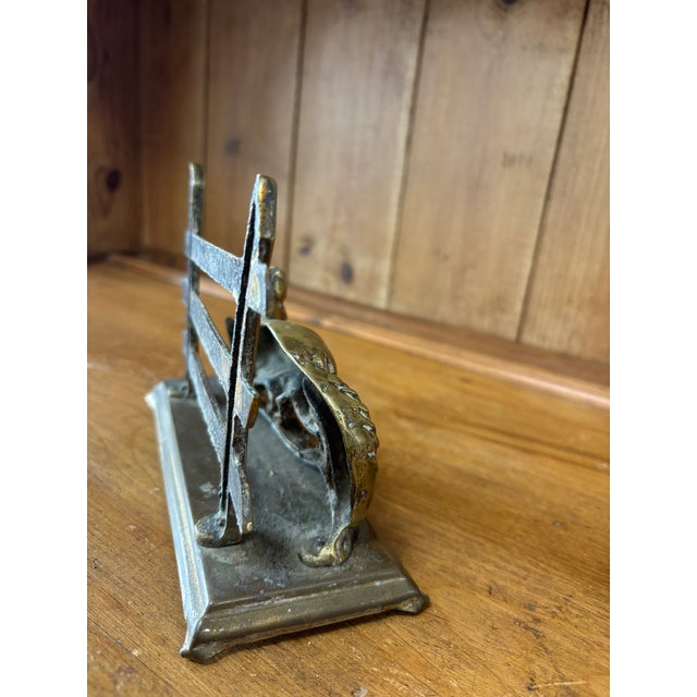 English Vintage English Brass Fox Letter Rack For Sale - Image 3 of 5