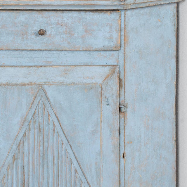 Early 19th Century 19th Century Swedish Blue Short Corner Cabinet Cupboard For Sale - Image 5 of 10