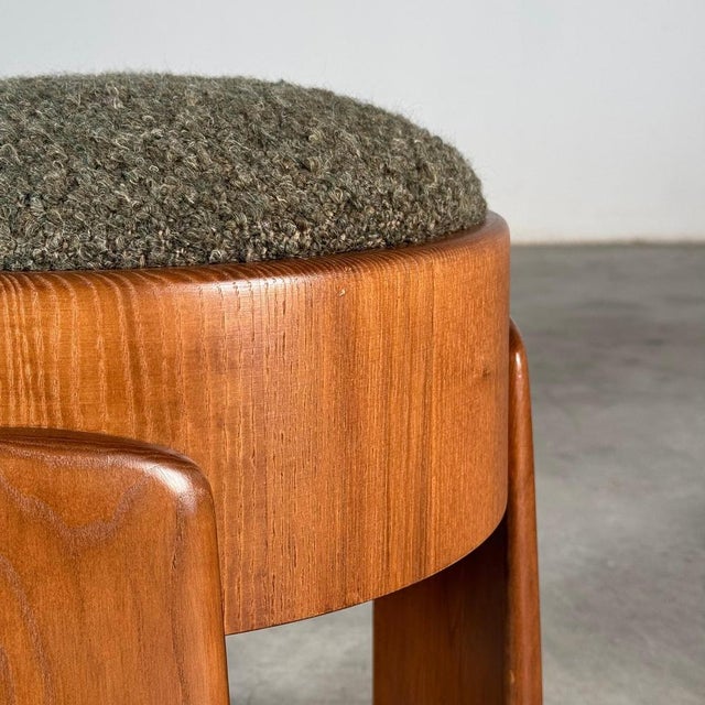 Sculptural Ash Wood Stools with Dedar Milano Bouclé Mélange by Forme, 2025, Set of 2 For Sale - Image 8 of 11
