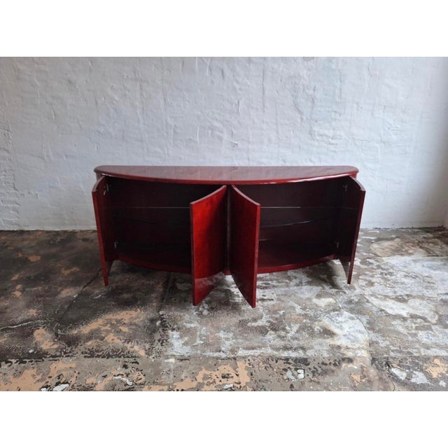 Italian Convex Sideboard in Lacquered Goatskin by Aldo Tura For Sale - Image 12 of 14
