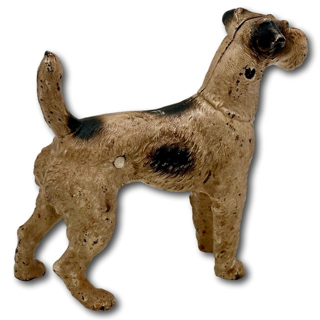Very Rare Oversize 1930s Hubley #387 Standing Full Figure Fox Terrier Cast Iron Dog Doorstop - 10 Inches Tall X 12 Inches Long For Sale - Image 10 of 18