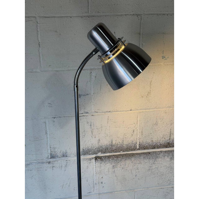 Metal Brushed Steel Floor Lamp With Adjustable Shade Mid-Century Modern 1970s For Sale - Image 7 of 10