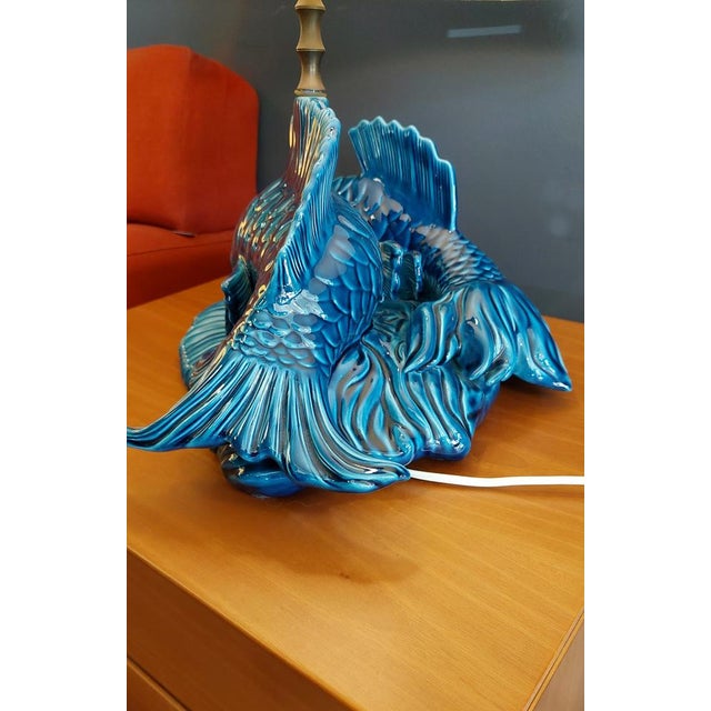 Ceramic Table Lamp with the Shape of Carpe Koi, Italy, 1970s For Sale - Image 6 of 12