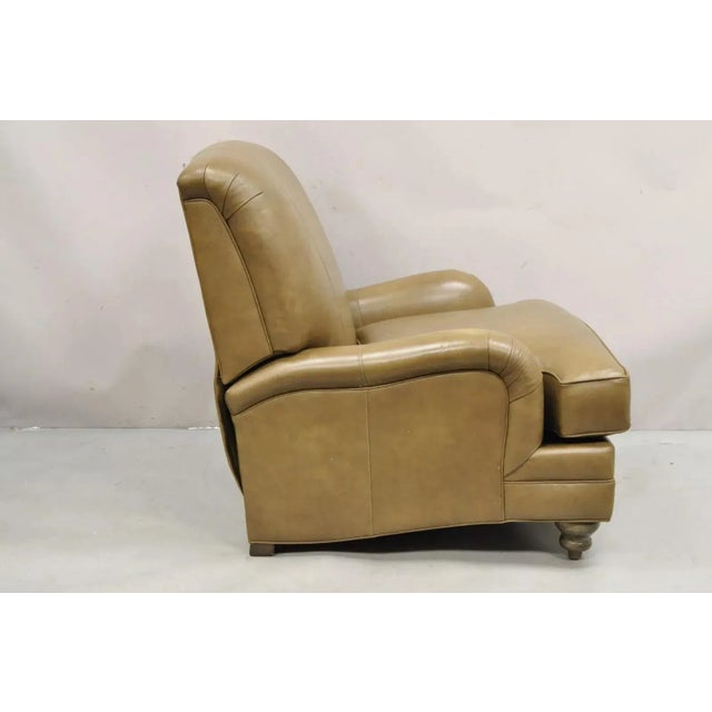 Ethan Allen Oxford Leather Brown Recliner Club Lounge Chair and Ottoman For Sale - Image 10 of 12