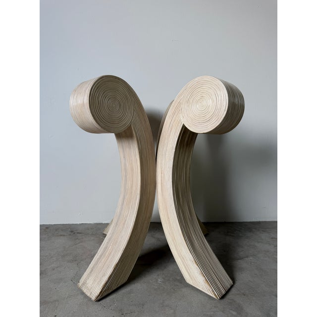 Vintage Coastal Organic Sculptural Pencil Reed Rattan Dining Table For Sale - Image 11 of 18