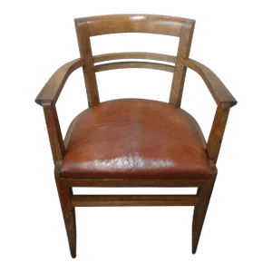 1930s French Art Deco Cerused Oak Desk Chair Attributed to Andre Sornay