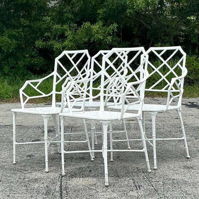 Vintage Costal “Calcutta” Cast Aluminum Dining Chairs After Brown Jordan - Set of 4 For Sale - Image 10 of 10