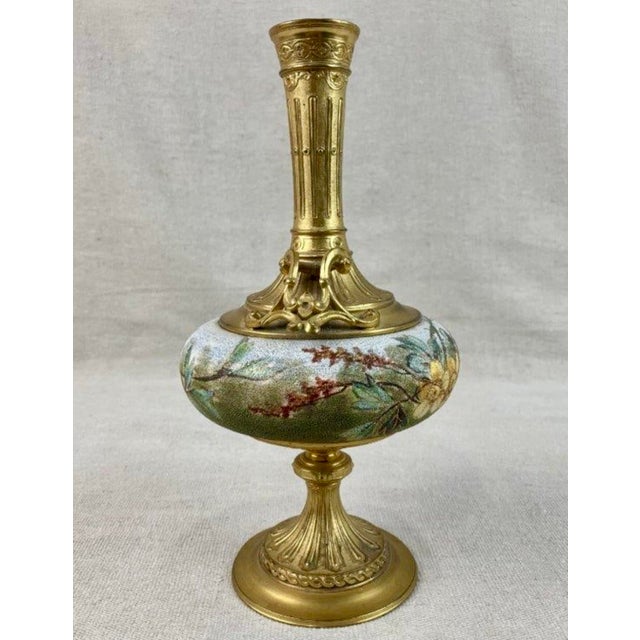 Late 19th Century Late 19th Century French Ormolu & Hand-Enameled Botanical Pedestal Vase For Sale - Image 5 of 7