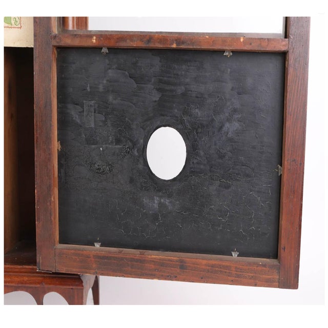 Brown Early 19th C. American Mahogany Pillar & Scroll Clock With Églomisé Landscape Scene For Sale - Image 8 of 10