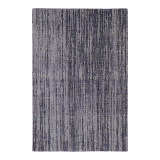 Rug & Kilim’s Modern Textural Rug, Gray and Purple Striae For Sale