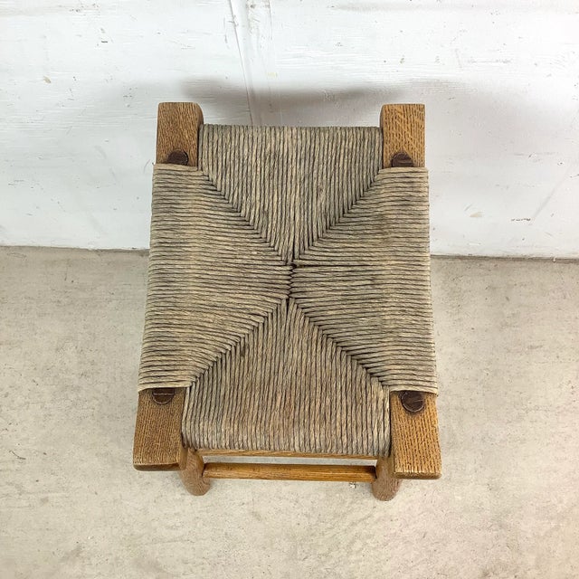 Vintage Rush Seat Counter Stool For Sale - Image 4 of 12