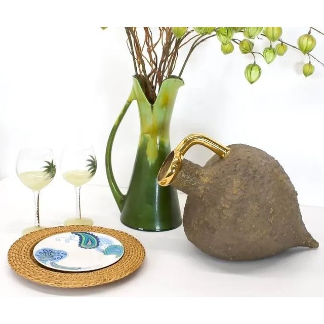 1970s Large Textured Tilted Carafe Handcrafted Jug 1970s For Sale - Image 5 of 5