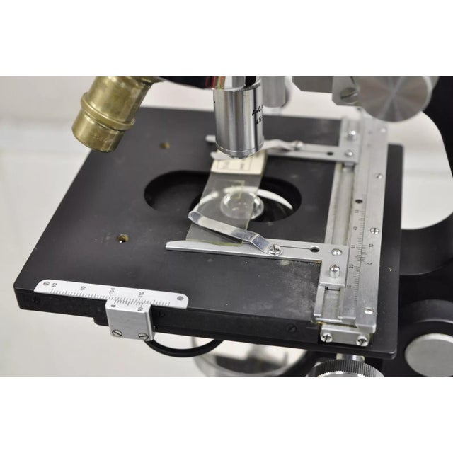 Brown Vintage Reichert Austria Microscope 241 653 in Wooden Box With Accessories For Sale - Image 8 of 12