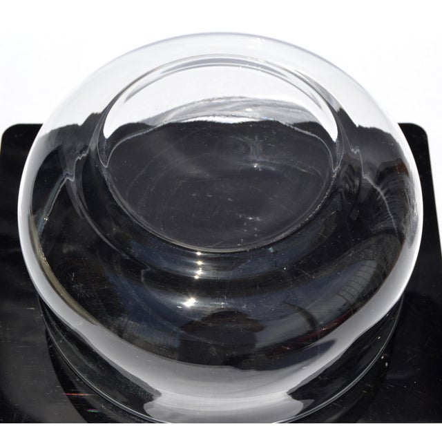 Art Deco Style Large Clear Wide Hand Blown Crystal Bowl Serving Piece For Sale - Image 9 of 13