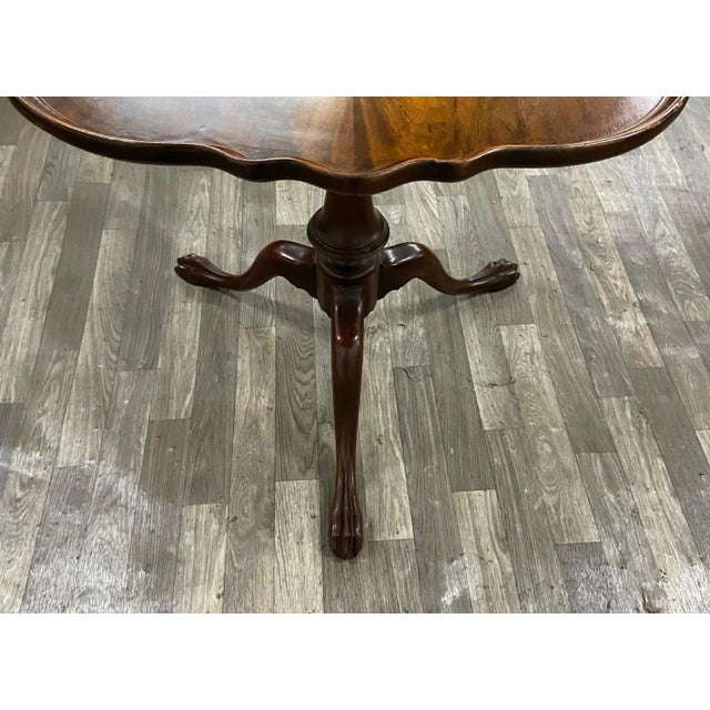 Late 20th Century Vintage Imperial Furniture 30" Genuine Mahogany Tilt Top Pie Crust Table For Sale - Image 5 of 12