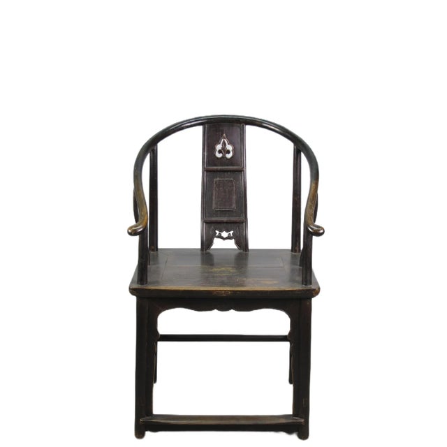 Chinese A Pair Antique Chinese Round Back Arm Chairs For Sale - Image 3 of 13