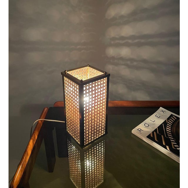 Mid-Century Table Lamp in Brass, Wicker and Giass, Italy, 1970s, Set of 2 For Sale - Image 18 of 18