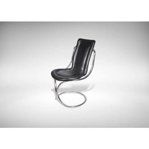 Tubular Steel Chairs with Black Leather by Tecnosalotto, 1970s, Set of 6 For Sale - Image 6 of 7