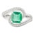 Square Cut Emerald Ring Embellished With Diamond Size 6.5 For Sale