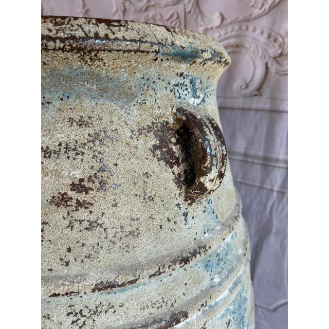 Pair of Large Distressed Mediterranean Style Terracotta Olive Jars With Handles For Sale - Image 11 of 15