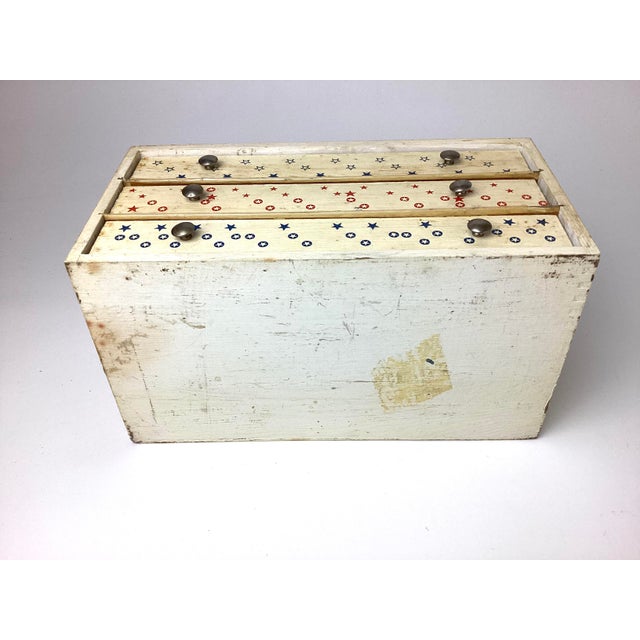 Wood Vintage Mid-Century Folk Art Decorated Wooden Box With 3 Draws For Sale - Image 7 of 7