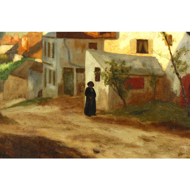 Impressionist Marcus Waterman (American, 1834-1914) Oil on Canvas, Figure in a Small Village Road For Sale - Image 3 of 11